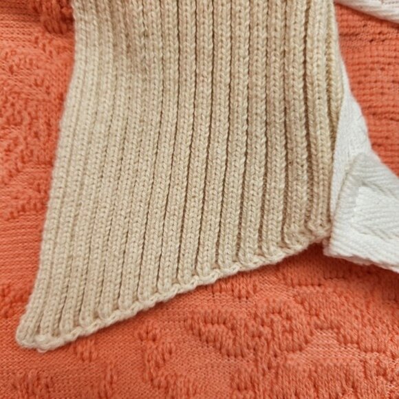 Free People Oversized Orange Peach Polo Sweater Comfy Classic Prep Casual Cute - Picture 8 of 16